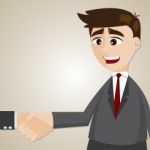 Cartoon Businessman Shakehand With Another Man Stock Photo