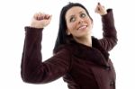 Woman Wearing Sheepskin Coat Stock Photo