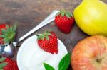 Fruits And Yogurt Stock Photo