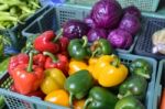 Colorful Sweet Bell Peppers, Natural Background Stock Photo