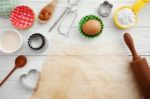 Baking Background With Baking Paper Stock Photo