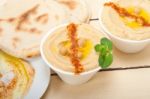 Hummus With Pita Bread Stock Photo