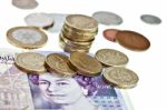 Uk Sterling Money Notes And Coins Stock Photo