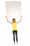 Teenage Girl holding Blank Board Stock Photo