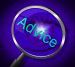 Advice Magnifier Means Inform Answers And Guidance Stock Photo