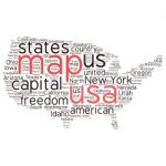 Usa State Map Tag Cloud  Illustration Stock Photo