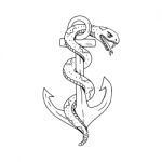 Rattlesnake Coiling On Anchor Drawing Stock Photo