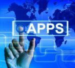 Apps Map Displays International And Worldwide Applications Stock Photo