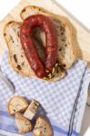 Chorizo And Traditional Bread Stock Photo