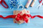 Presents With Wrapping Paper Stock Photo