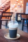 Iced Coffee In Coffee Shop Stock Photo