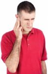 Man Have Pain In Ear Stock Photo