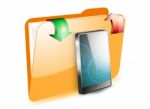 Share Smartphone On Folder Stock Photo