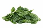 Pile Of Fresh Spinach, Isolated On A White Background Stock Photo