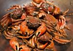 Steam Crabs Stock Photo