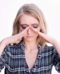 Sinus Pain Gesture Stock Photo