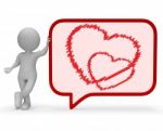 Heart Speech Bubble Means Valentines Day 3d Rendering Stock Photo