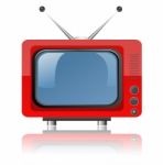 Red Retro TV Stock Photo