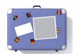 Illustration Of A Light Blue Suitcase Covered In Travel Stickers Stock Photo