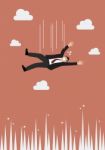 Businessman Falling To The Needle Stock Photo