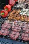 Meat On Barbecue Stock Photo