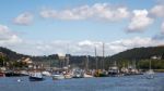 Dartmouth, Devon/uk - July 28 : View Of Various Boats Moored On Stock Photo