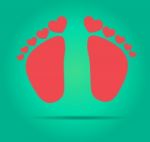 Heart And Foot Children  Icon Stock Photo