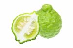 Kaffir Lime Isolated On White Background Stock Photo