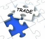 Trade Puzzle Shows Market And Commerce Stock Photo