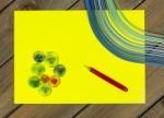 Bright Colored Background Items For Quilling (paper, Ruler) Stock Photo