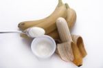 Yogurt To The Banana Stock Photo