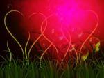 Grass Heart Background Shows Romantic Summer Or Garden
 Stock Photo