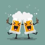 Two Drunk Beer Glasses Character Stock Photo