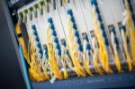 Fiber Optic With Servers In A Technology Data Center Stock Photo