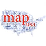 Usa State Map Tag Cloud  Illustration Stock Photo