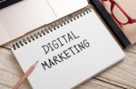 Digital Marketing Concept On Work Desk Stock Photo