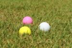 Golf Balsl On Grass Stock Photo