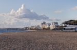 Empty Beach In Quarteira Stock Photo