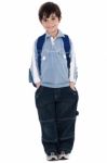 Young School Boy Standing Stock Photo