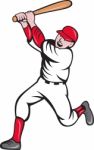 Baseball Player Batting Cartoon Style Stock Photo