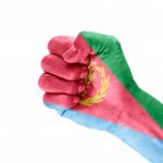 Flag Of Eritrea On Hand Stock Photo