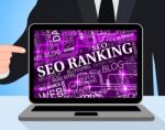 Seo Ranking Means Search Engine And Computing Stock Photo