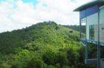 Blurred Abstract Background Of Cable Car Up The Mountain Stock Photo