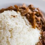 Close Up Thai Food With Steam Rice Stock Photo