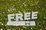 Free Text And Keyboard In Garden Stock Photo