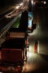 Road Works, Removal Of Old Asphalt Pavement At Night Stock Photo