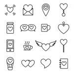 Valentine Line Icon Set  Illustration Stock Photo