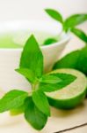 Mint Infusion Tea Tisane With Lime Stock Photo