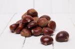 A Bunch Of Sweet Chestnuts Stock Photo