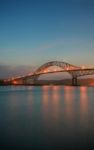 The Transamerica Bridge In Panama City At Sunset Stock Photo